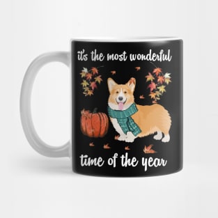 Corgi Dog Autumn Fall Most Wonderful Time Maple Gift Mug